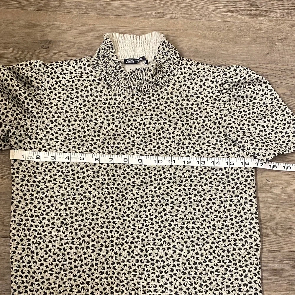 ZARA Black and Cream Leopard Print Shirt